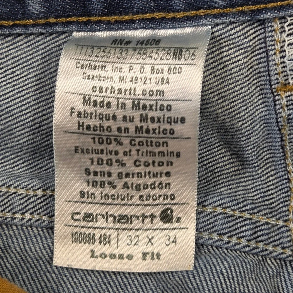 Carhartt Loose Fit Straight Leg Jeans Mens 32x34 Medium Wash Blue Denim 100086